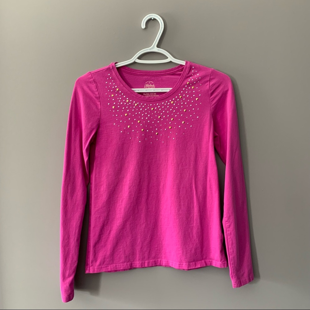 Faded Glory Kids XL Cotton Pink Sparkly Long Sleeve